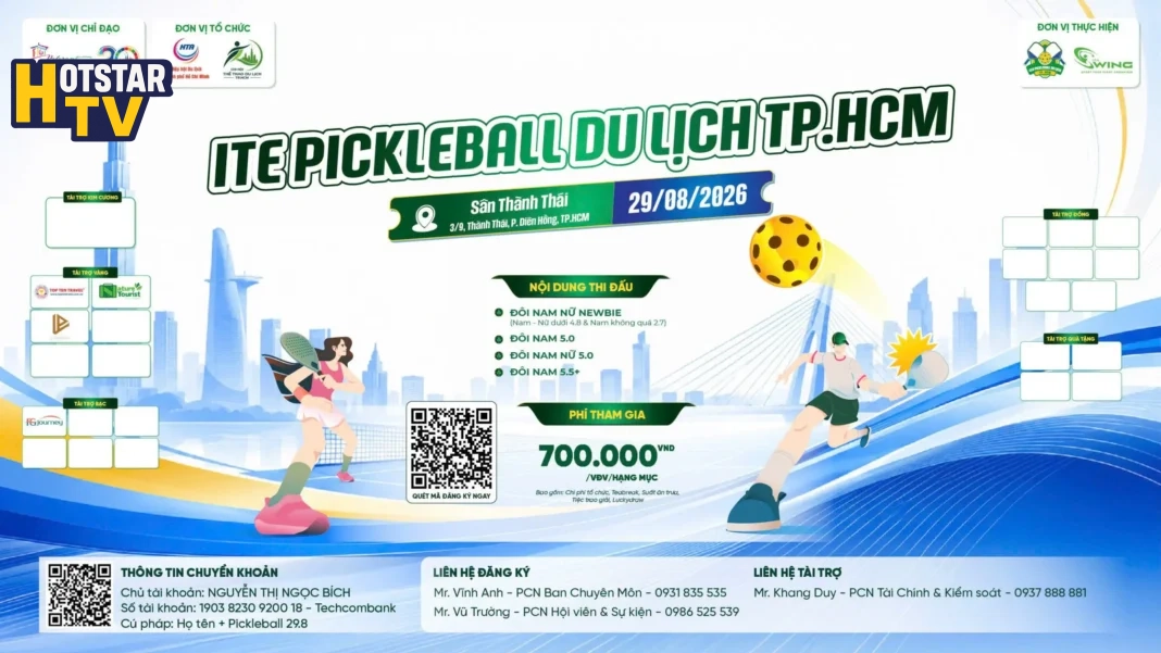 “GIẢI ITE PICKLEBALL DU LỊCH TP.HCM” sắp diễn ra vào cuối tháng 8